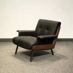Single leather sofa chair design high-grade backrest bedroom balcony living room leisure chair