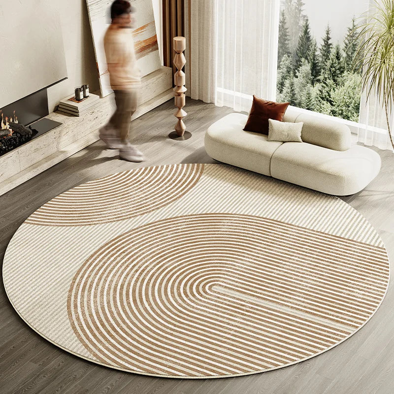 Japanese Style Living Room Decoration Striped Carpet Home Round Anti-slip Mat Thick Washable Lounge Rug Simple Rugs for Bedroom