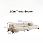Measurement chart of a 2.0m three-seater sofa with dimensions labeled.