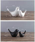 Nordic Ceramic Bird Figurine – Black or White Modern Sculptural Ornament