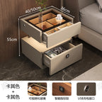 X Fingerprint Lock USB Induction Lamp Nightstands Room Storage Drawers Bedsides Table Luxury Side Mesa De Noche Bedroom Furnitur