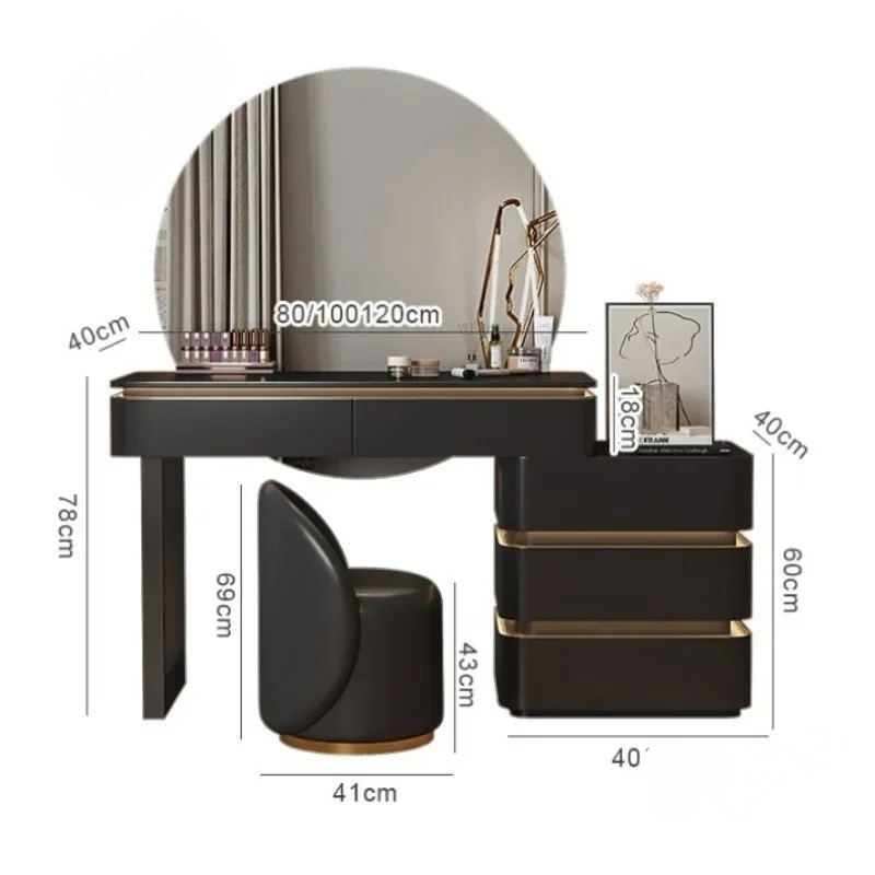 Dressing table with mirror and dimensions labeled