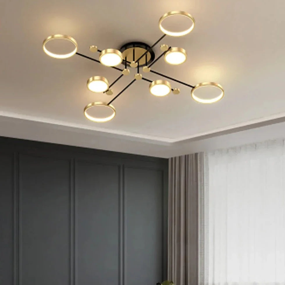 Modern ceiling light fixture with circular design on a ceiling