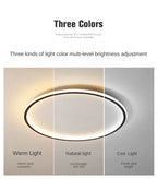 LED Ring Flush Mount Chandelier - Dimmable Ceiling Light Black/White