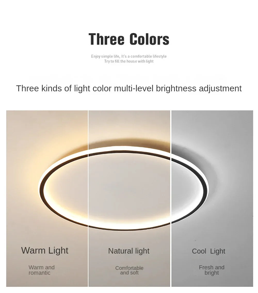 LED Ring Flush Mount Chandelier - Dimmable Ceiling Light Black/White