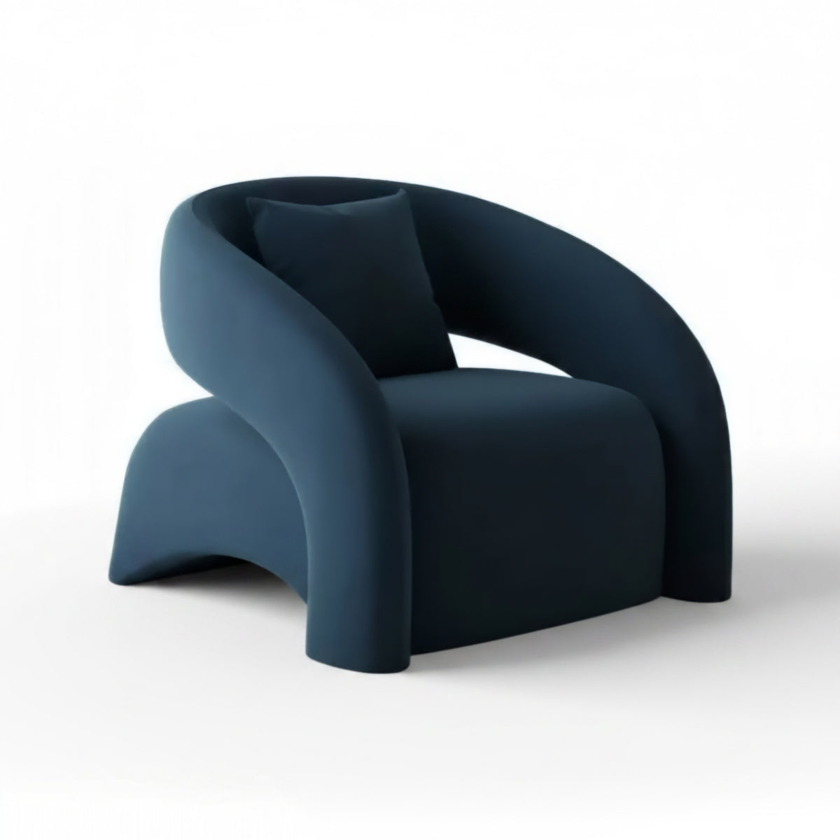 Modern blue armchair on a white background