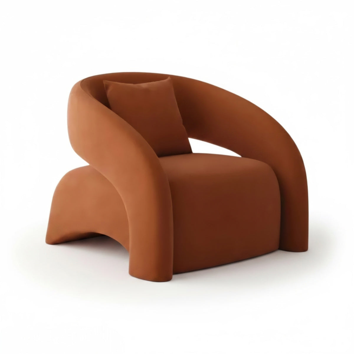 Brown curved chair on a white background
