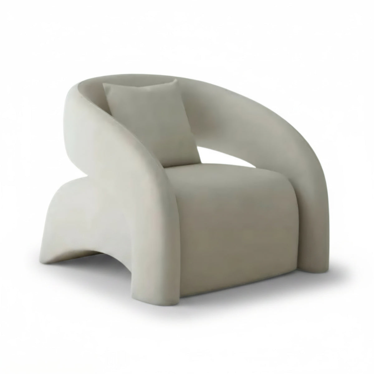 Modern beige armchair on a white background