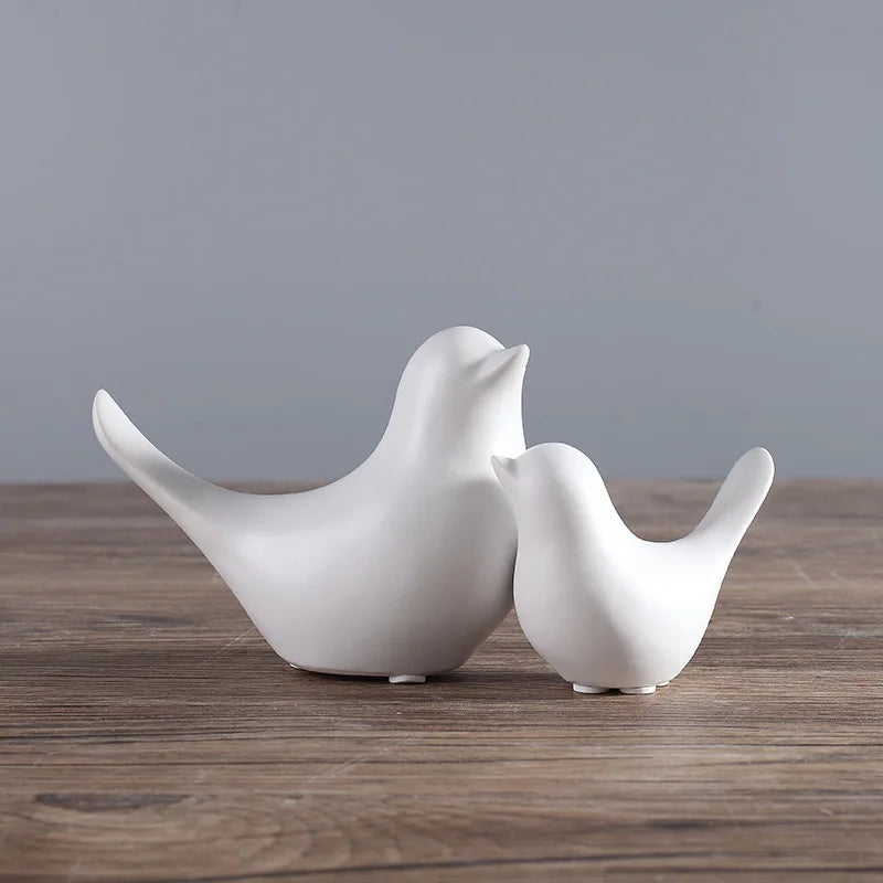 Nordic Ceramic Bird Figurine – Black or White Modern Sculptural Ornament