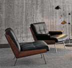 Single leather sofa chair design high-grade backrest bedroom balcony living room leisure chair