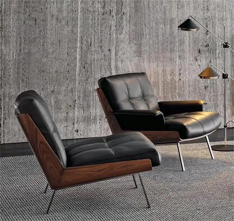 Single leather sofa chair design high-grade backrest bedroom balcony living room leisure chair