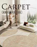 Japanese Style Living Room Decoration Striped Carpet Home Round Anti-slip Mat Thick Washable Lounge Rug Simple Rugs for Bedroom