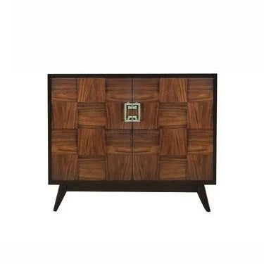 Wooden cabinet with a geometric pattern on a white background
