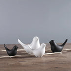 Nordic Ceramic Bird Figurine – Black or White Modern Sculptural Ornament