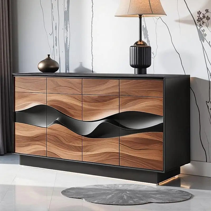 Modern dresser with wavy design in a stylish room