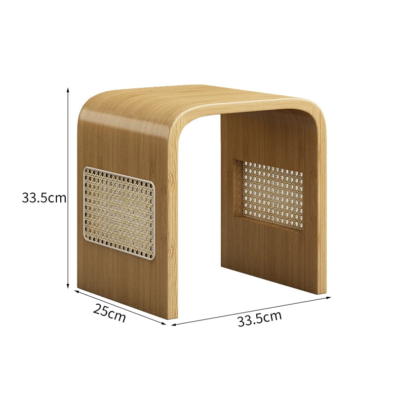 Wooden pet bed with dimensions indicated on a white background