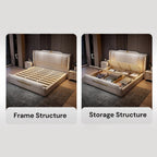Luxury King Size Leather Storage Bed – Modern Solid Wood Frame