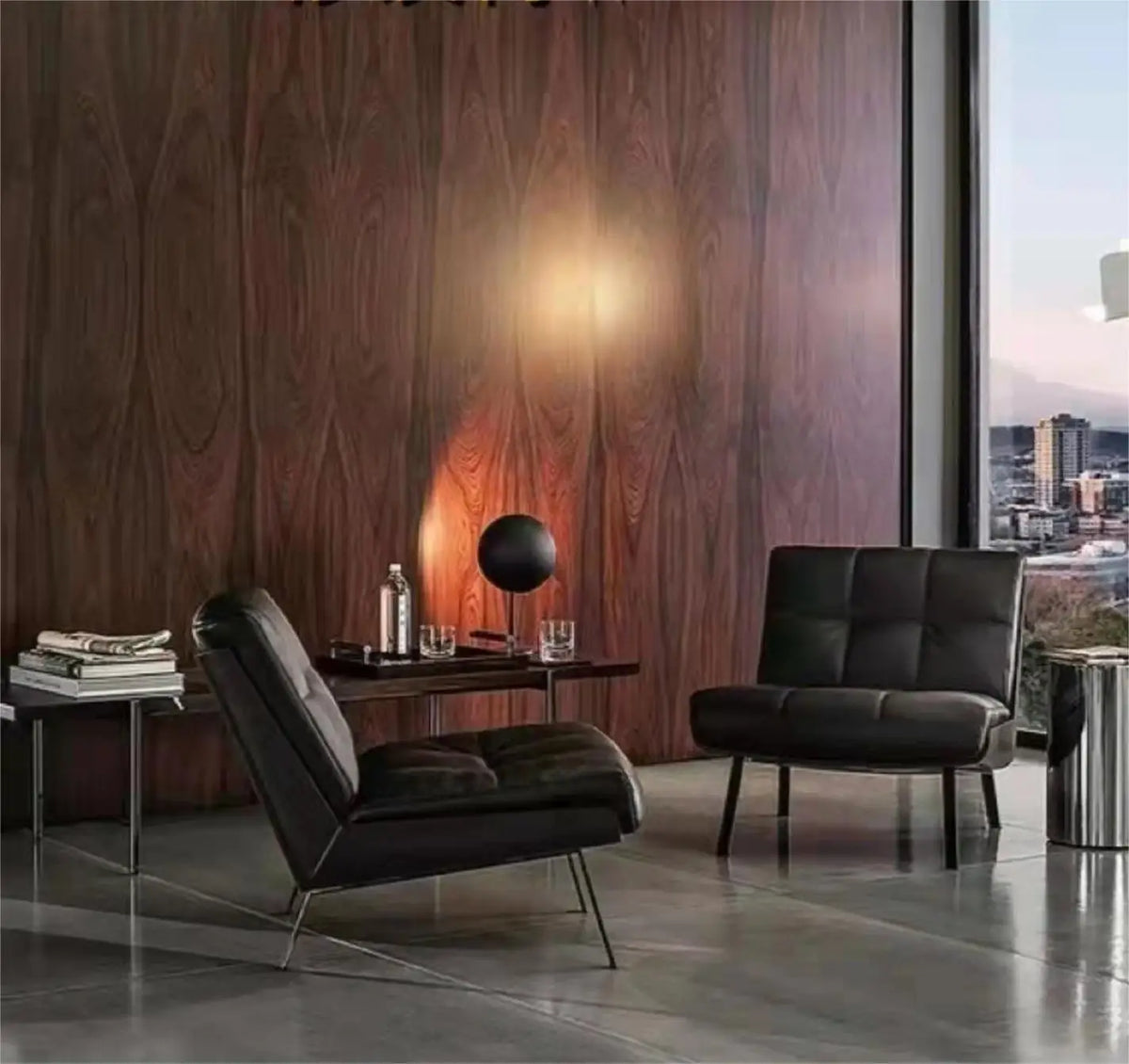 Single leather sofa chair design high-grade backrest bedroom balcony living room leisure chair