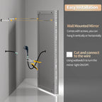 Wall-mounted mirror with installation instructions and tools on a gray background