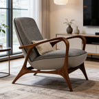 Modern Gray Upholstered Wood Accent Lounge Chair