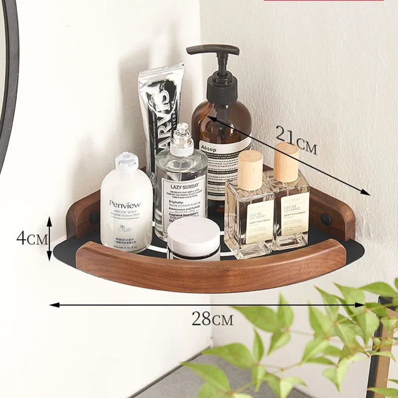 Wooden tray with various bottles and products on a white background
