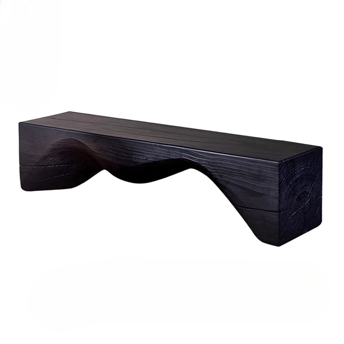 Modern black wooden bench on a white background