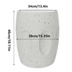 White ceramic planter with dimensions indicated on a white background