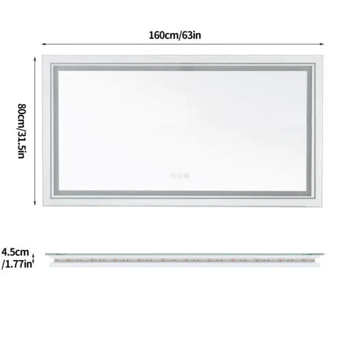 White picture Mirror frame with dimensions labeled on a white background
