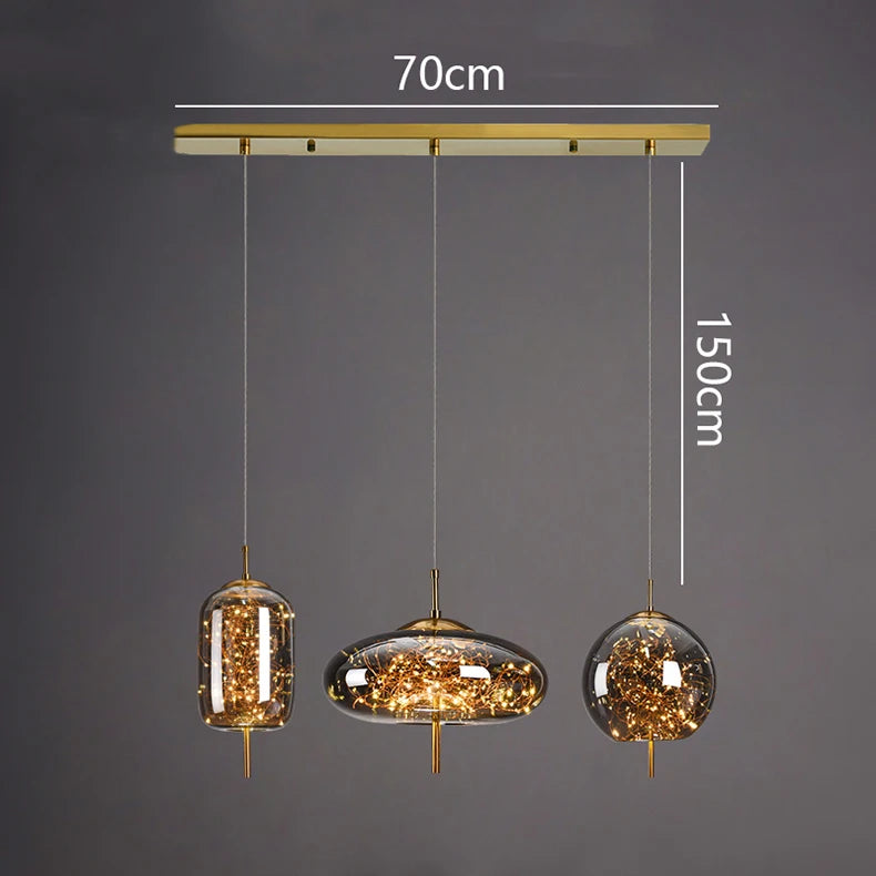 Modern Starry Sky Glass LED Pendant Light – Luxury Hanging Ceiling Lamp