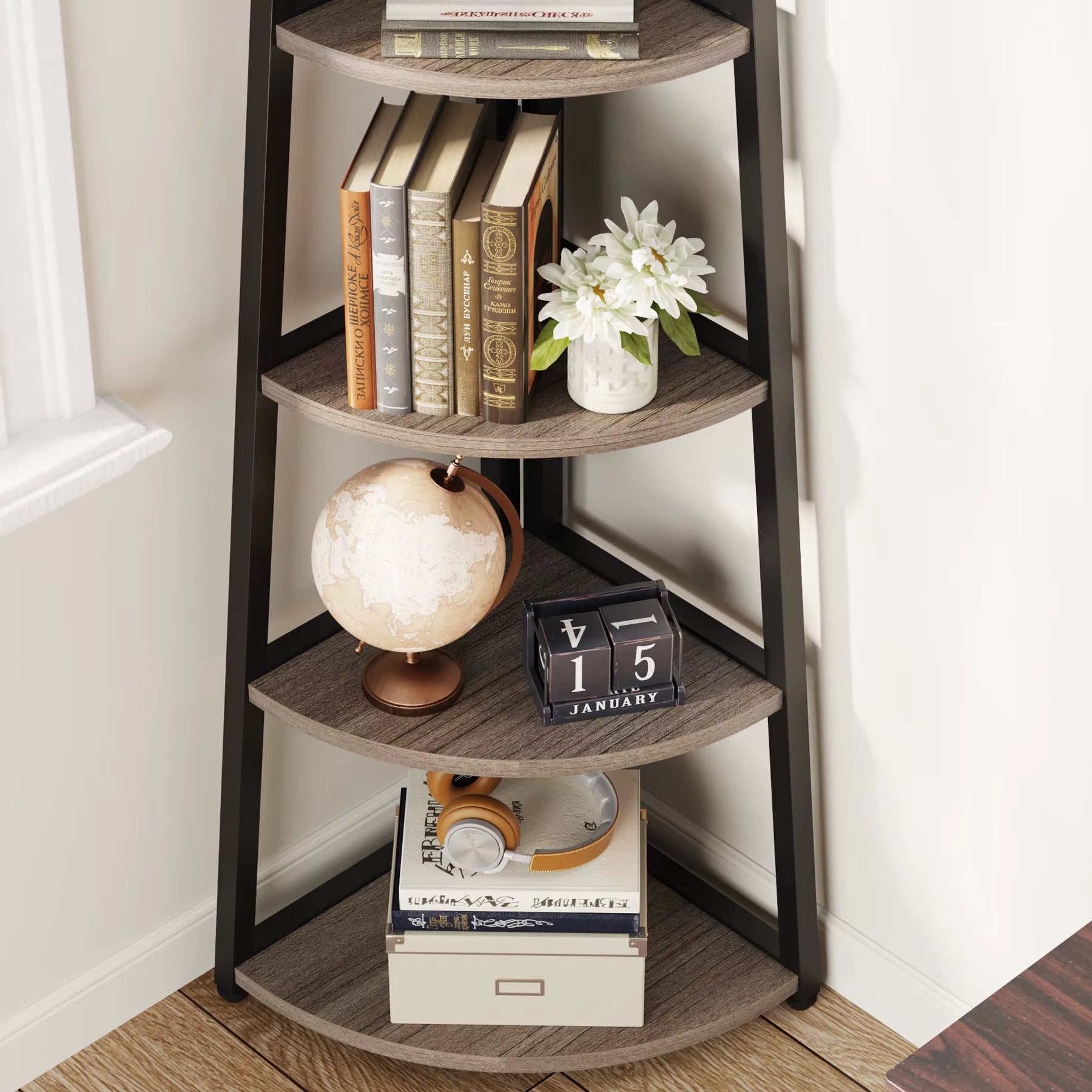 The JC Wood Bookshelf Corner Rack