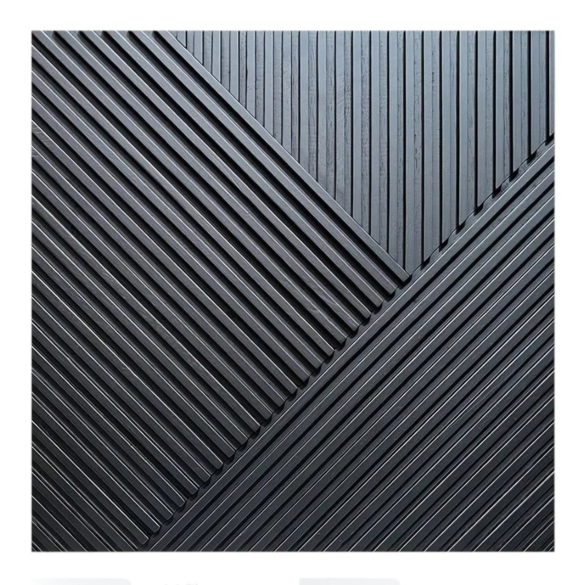 Black textured square tile with diagonal lines on a white background