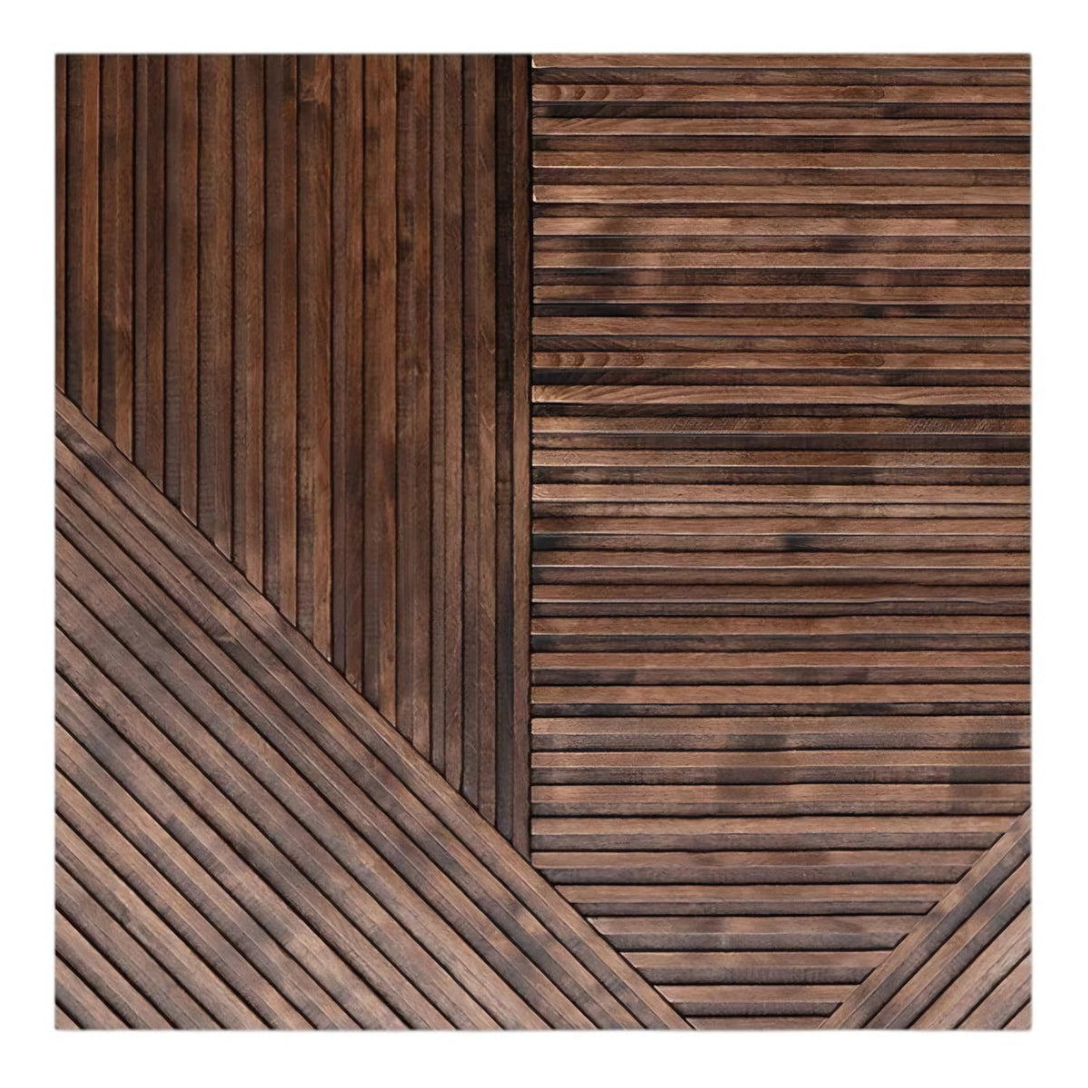 Wooden panel with horizontal slats on a white background