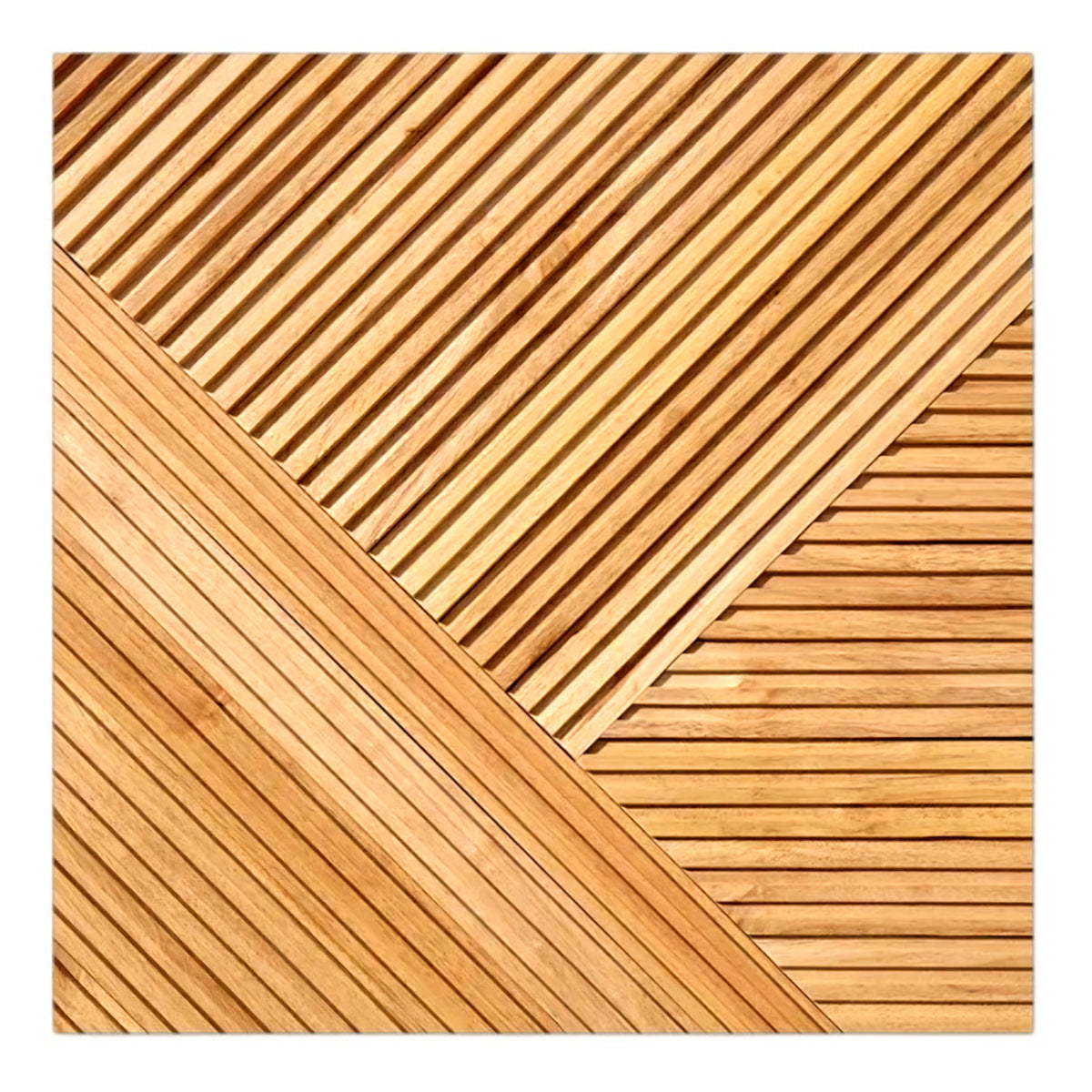 Wooden mat with a zigzag pattern on a white background