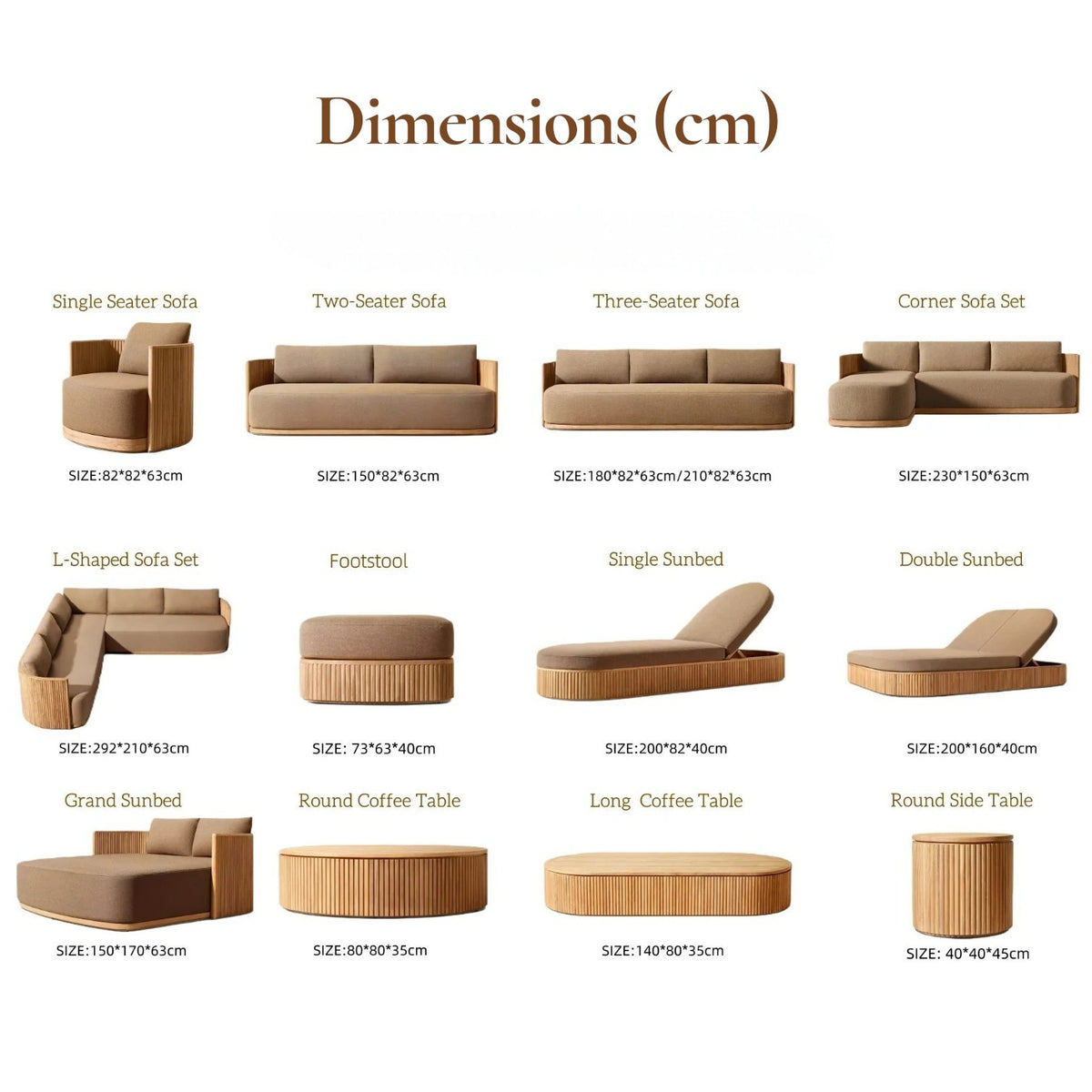 Luxury Teak Outdoor Sectional Sofa Set with Waterproof Cushions