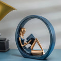 Modern Resin Reading Girl Sculpture
