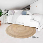 Woven Rugs Carpets for Living Room Bedroom Decor Pure Plants Round Carpets Home Decoration Floor Mats Retro Hollow Design