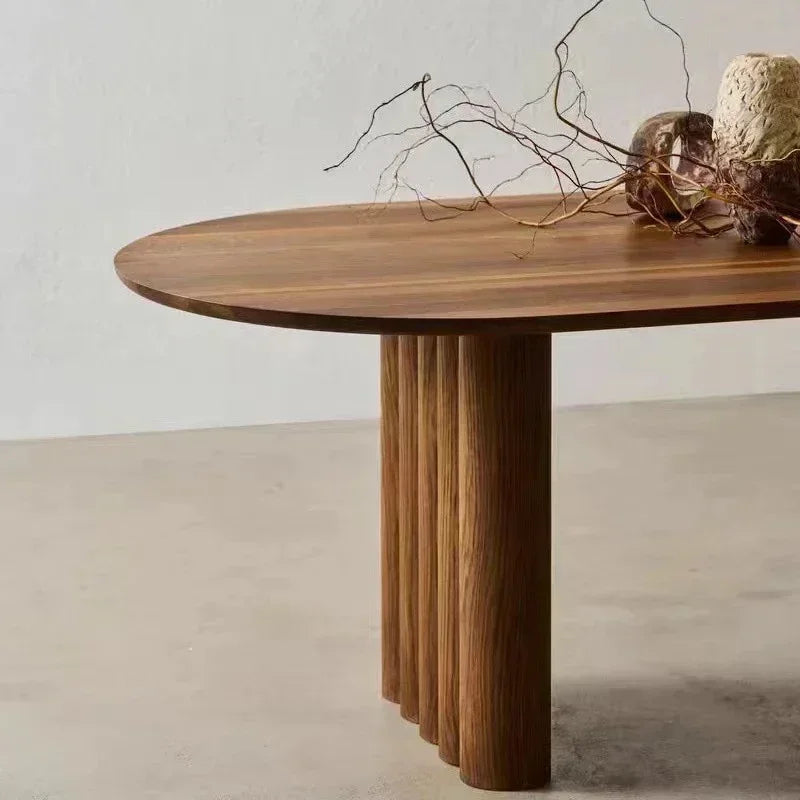 Italian Designer Round Dining Table with Premium Solid Oak Wood Construction