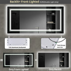 Comparison of backlit and front-lighted mirrors with features highlighted.