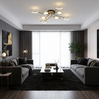 Chemistry Flush Mount Chandelier Gold LED 130cm Low Ceiling Light