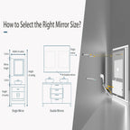 LED Light Bathroom Mirror Illuminated Wall Mounted Vanity Makeup Anti-Fog Rectangle 3 Colors Touch Light