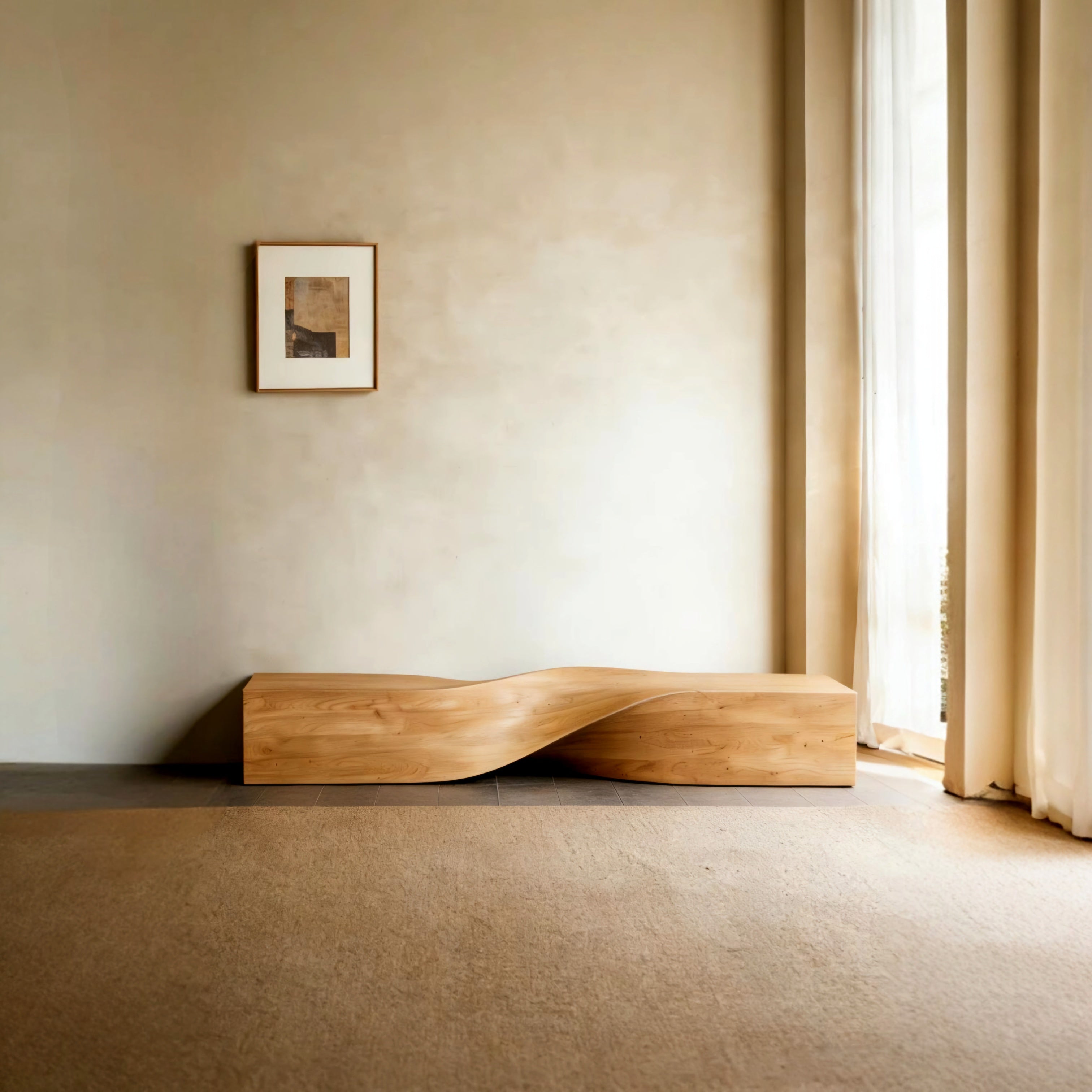Solid Wood Bench | Wabi-Sabi Pine Wood Entryway & Dining Bench