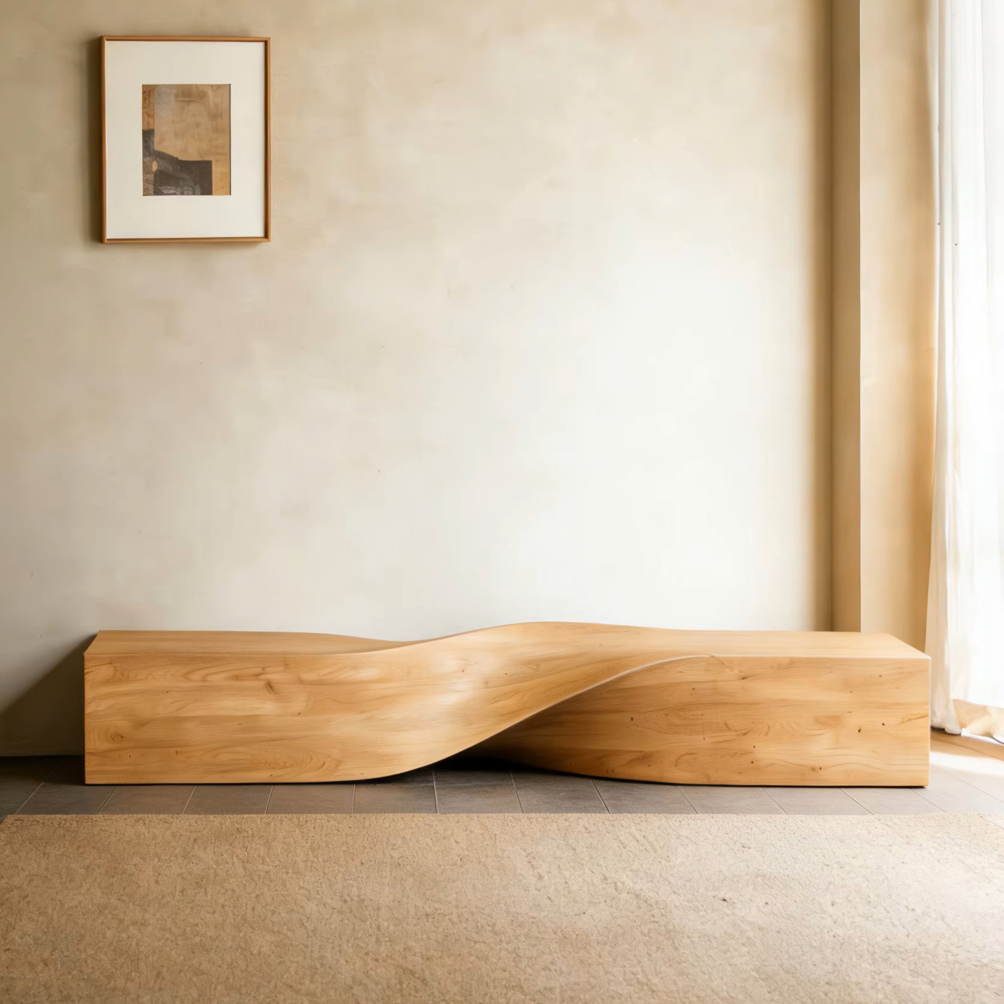 Solid Wood Bench | Wabi-Sabi Pine Wood Entryway & Dining Bench