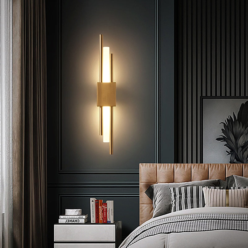 Emporium LED Wall Lamp Black Gold Warm Light Hard Wired Modern