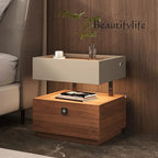 X Fingerprint Lock USB Induction Lamp Nightstands Room Storage Drawers Bedsides Table Luxury Side Mesa De Noche Bedroom Furnitur