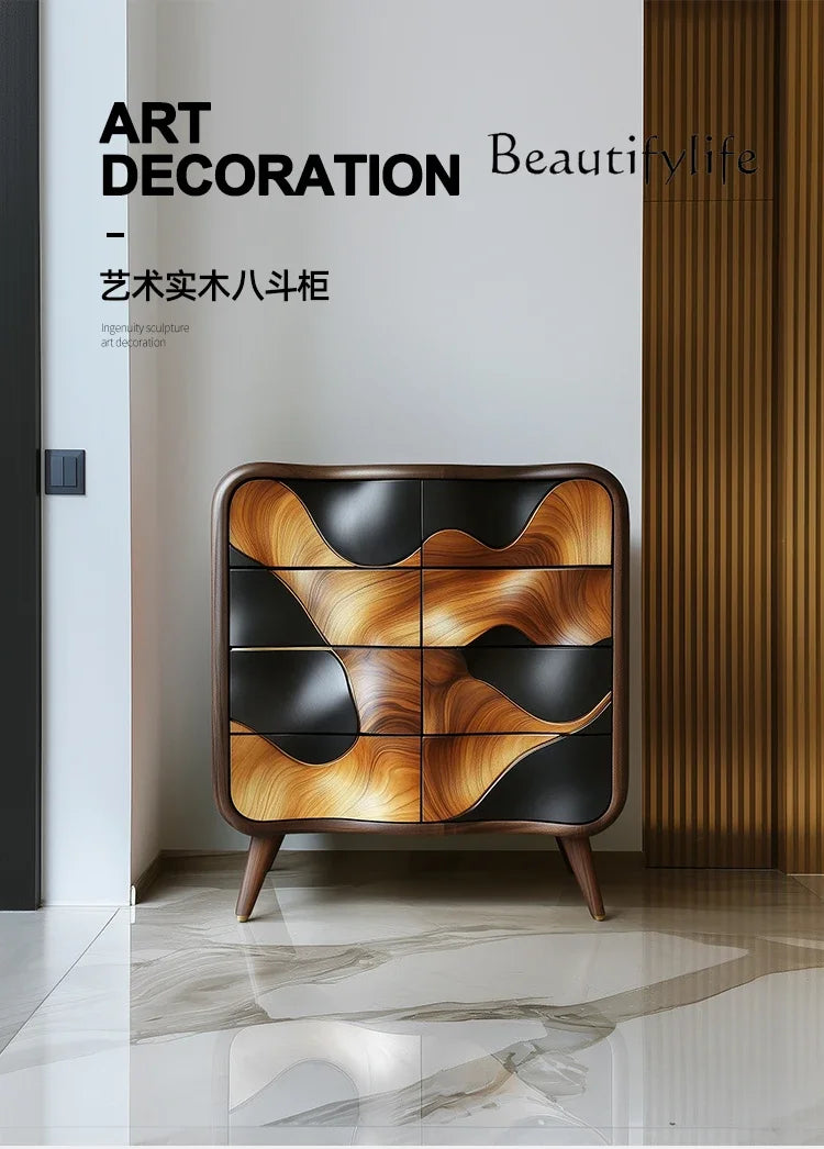 Kh Retro Italian pure solid wood design furniture, entrance cabinet, villa living room decoration cabinet, bedroom storage cabin