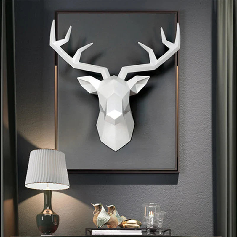 Modern Geometric Deer Head Wall Sculpture