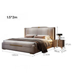 Luxury King Size Leather Storage Bed – Modern Solid Wood Frame