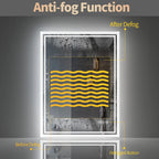 LED Light Bathroom Mirror Illuminated Wall Mounted Vanity Makeup Anti-Fog Rectangle 3 Colors Touch Light