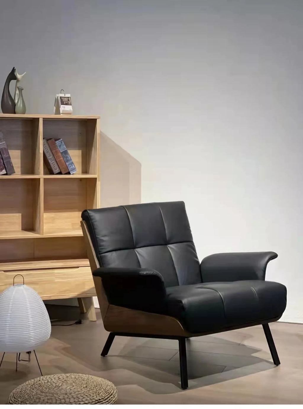 Single leather sofa chair design high-grade backrest bedroom balcony living room leisure chair