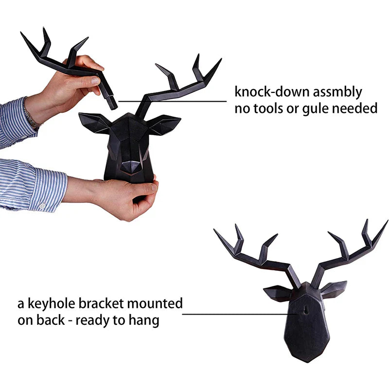 Modern Geometric Deer Head Wall Sculpture